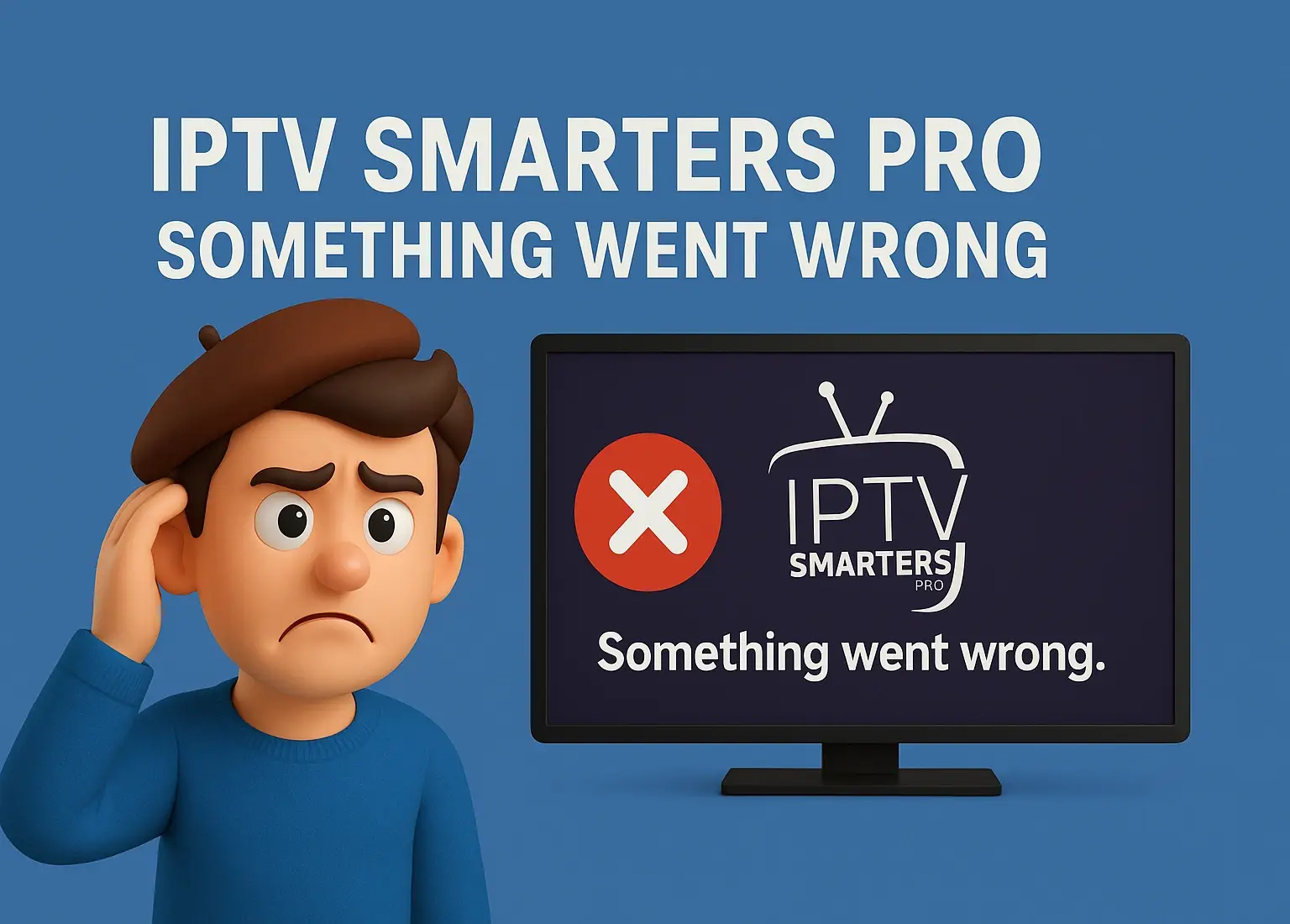 A red error message on a TV screen showing that the IPTV Smarters Pro app failed to authorize